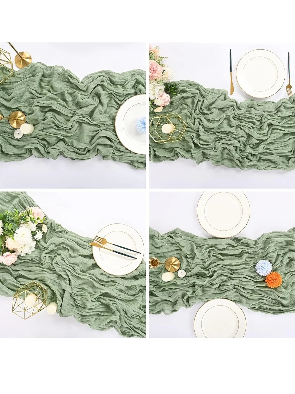 20 Sage Gauzy Table Runners 35in By 120in.